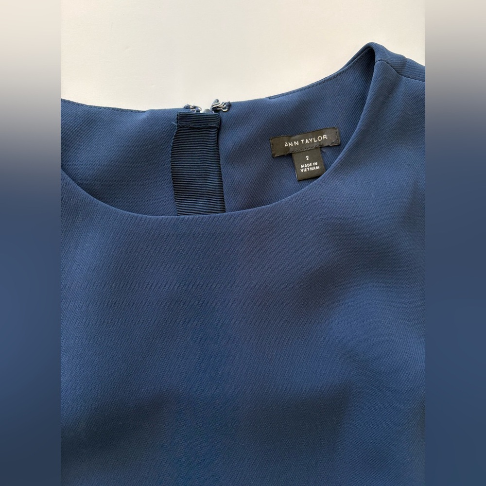 Ann Taylor Classic Flare Dress Navy Blue Size 2 - Picture 4 of 7